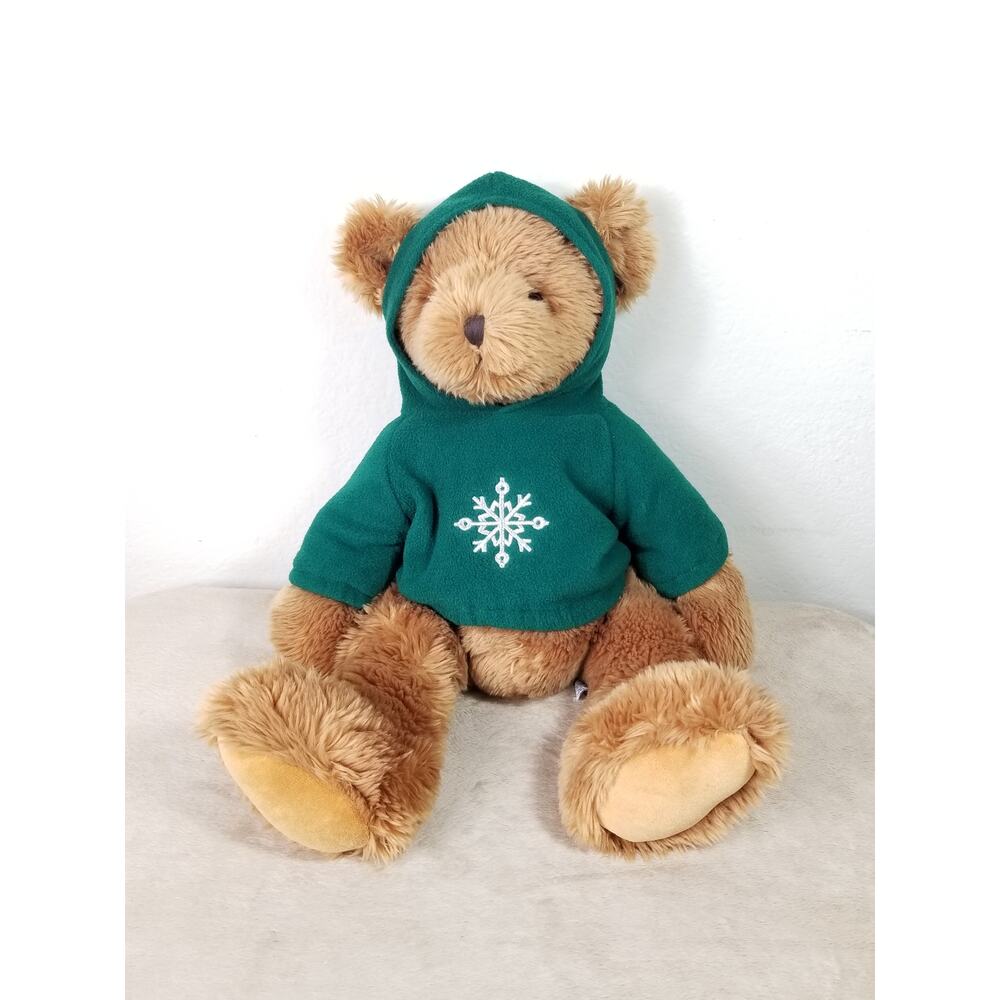 RUSS Teddy Bear Green Hooded Sweatshirt Large 18" Plush Toy Stuffed Animal Vtg